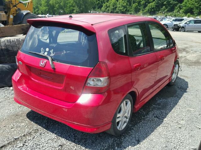 JHMGD38667S033773 - 2007 HONDA FIT S RED photo 4