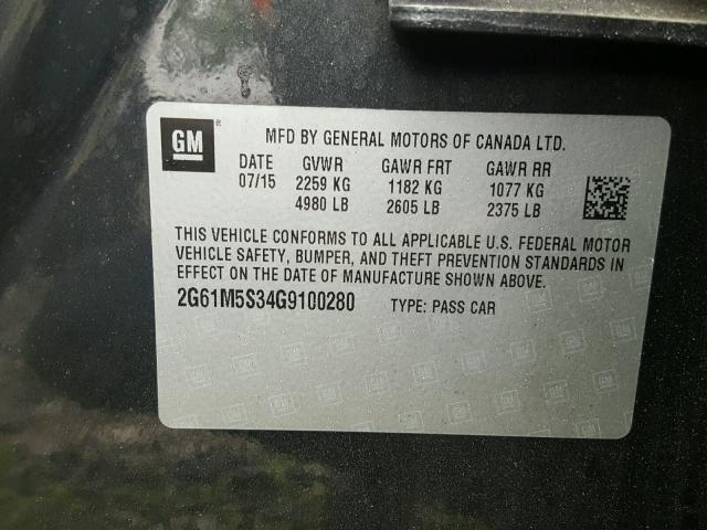 2G61M5S34G9100280 - 2016 CADILLAC XTS LUXURY GRAY photo 10