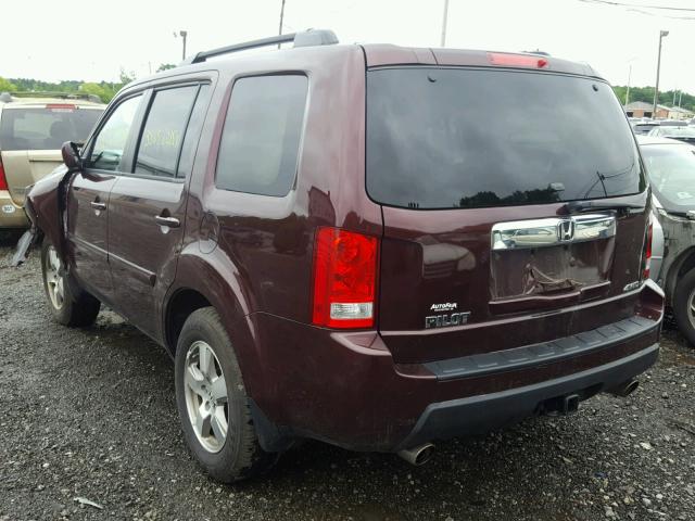 5FNYF4H72BB047156 - 2011 HONDA PILOT EXLN BURGUNDY photo 3