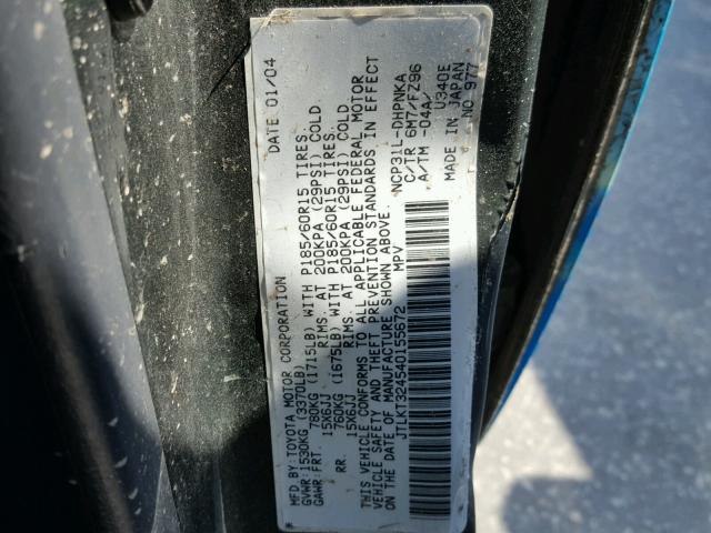 JTLKT324540155672 - 2004 TOYOTA SCION XB Көк фото 10