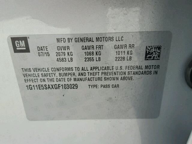 1G11E5SAXGF103029 - 2016 CHEVROLET MALIBU LIM SILVER photo 10