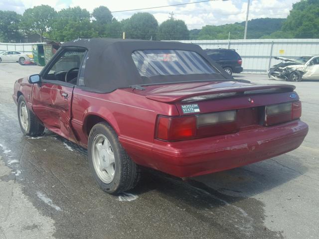 1FACP44M3PF147956 - 1993 FORD MUSTANG LX MAROON photo 3