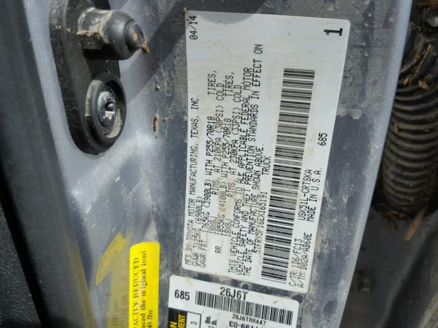 5TFRY5F16EX165191 - 2014 TOYOTA TUNDRA DOU CHARCOAL photo 10