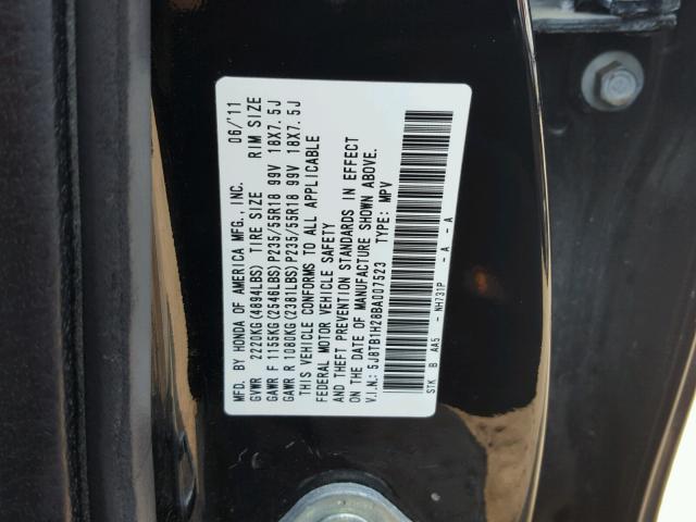 5J8TB1H28BA007523 - 2011 ACURA RDX BLACK photo 10