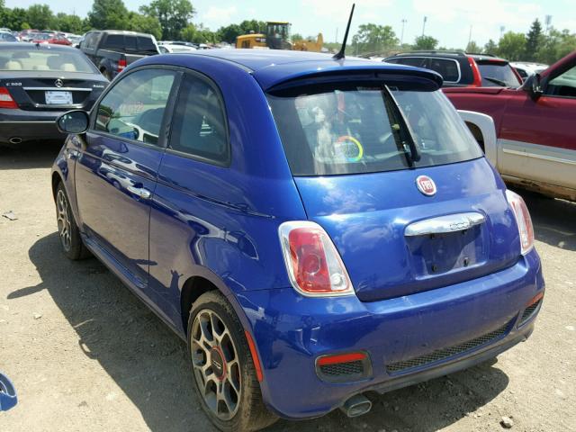 3C3CFFBR5CT126957 - 2012 FIAT 500 SPORT BLUE photo 3