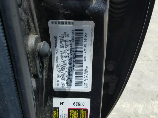 1NXBE40E49Z002235 - 2009 TOYOTA COROLLA XR 石墨色 照片 10