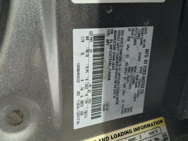 5LMFU27538LJ16808 - 2008 LINCOLN NAVIGATOR 石墨色 照片 10