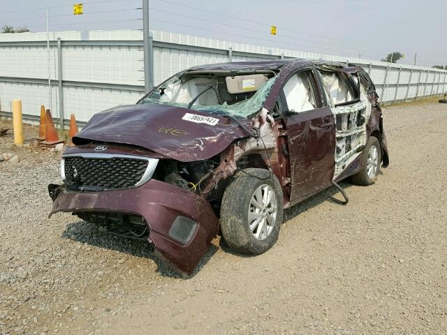 KNDMB5C10F6067751 - 2015 KIA SEDONA LX MAROON photo 2