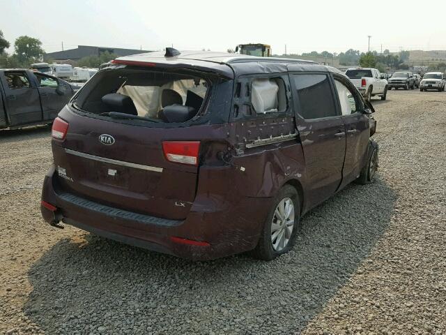 KNDMB5C10F6067751 - 2015 KIA SEDONA LX MAROON photo 4