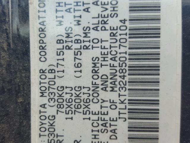 JTLKT324850170104 - 2005 TOYOTA SCION XB Қара фото 10