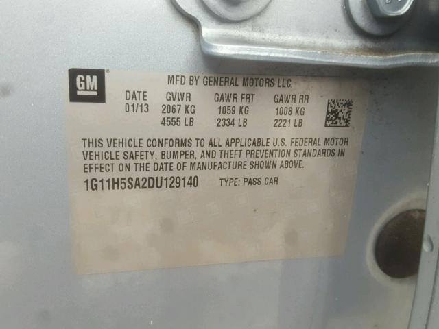 1G11H5SA2DU129140 - 2013 CHEVROLET MALIBU LTZ 蓝色 照片 10