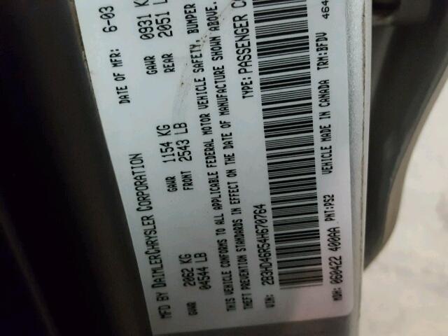 2B3HD46R54H670764 - 2004 DODGE INTREPID S Gümüş foto 10