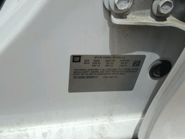 1G11C5SL1EF283117 - 2014 CHEVROLET MALIBU 1LT 白色 照片 10