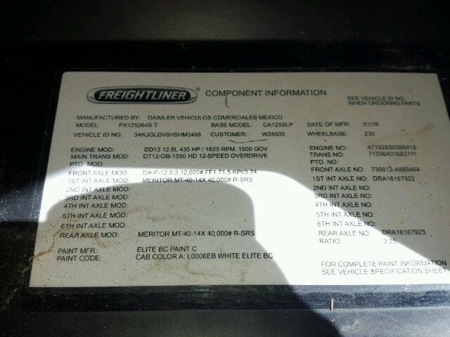 3AKJGLDV8HSHM3488 - 2017 FREIGHTLINER CASCADIA 1 WHITE photo 10