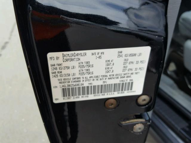 1J4GL38K25W606184 - 2005 JEEP LIBERTY RE BLACK photo 10