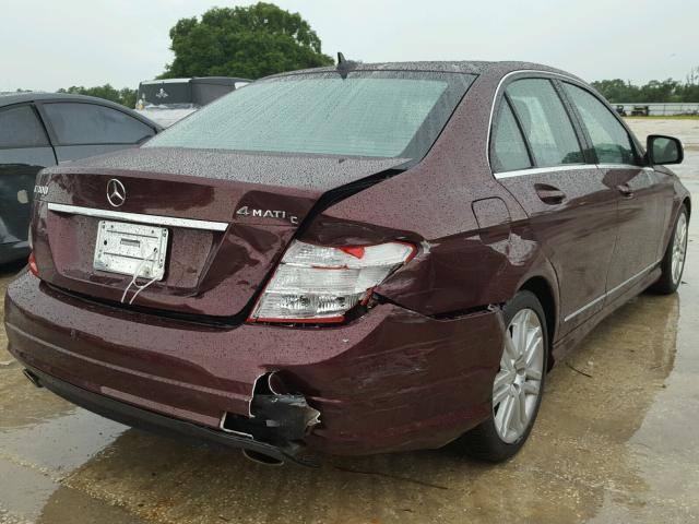 WDDGF81X28F078446 - 2008 MERCEDES-BENZ C 300 4MAT MAROON photo 4