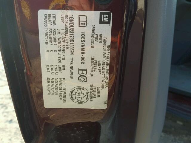 1GNDU23178D133694 - 2008 CHEVROLET UPLANDER L 勃艮第红 照片 10