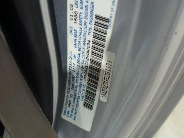 3VWCB21C72M440094 - 2002 VOLKSWAGEN NEW BEETLE Gümüş foto 10