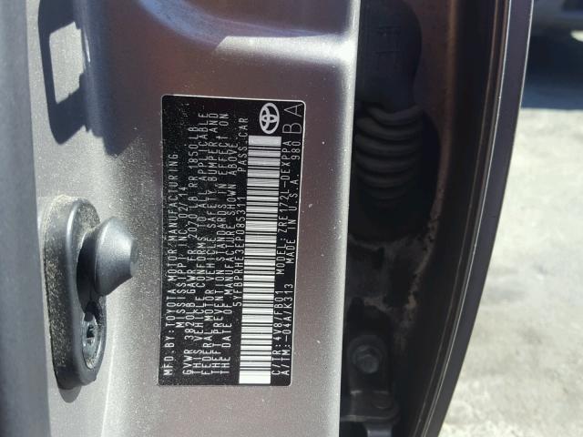 5YFBPRHE3EP085311 - 2014 TOYOTA COROLLA EC 棕色 照片 10