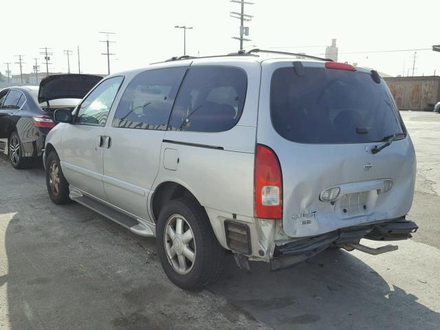 4N2ZN16T21D810107 - 2001 NISSAN QUEST SE SILVER photo 3