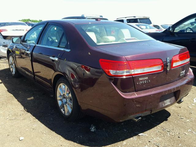 3LNDL2L38BR755633 - 2011 LINCOLN MKZ HYBRID MAROON photo 3