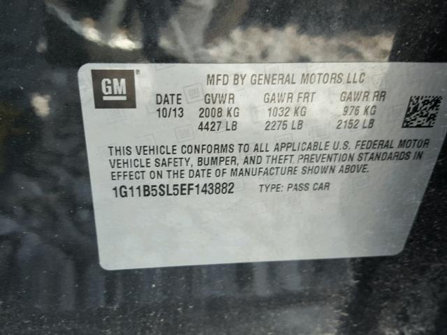 1G11B5SL5EF143882 - 2014 CHEVROLET MALIBU LS 黑色 照片 10