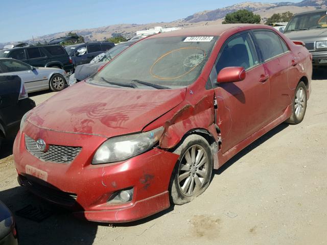 1NXBU40E89Z033278 - 2009 TOYOTA COROLLA BA RED photo 2