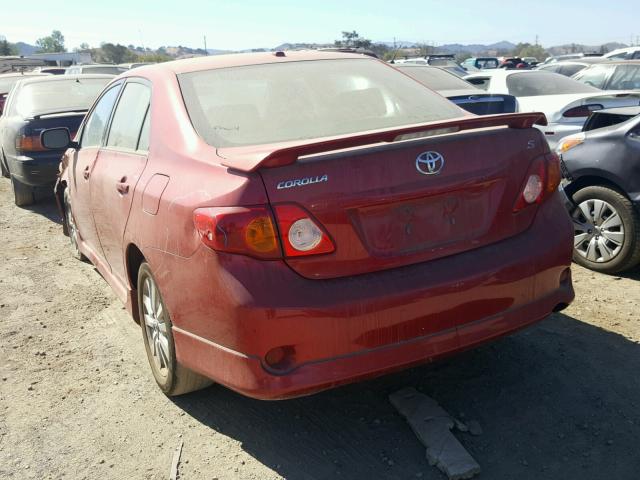 1NXBU40E89Z033278 - 2009 TOYOTA COROLLA BA RED photo 3