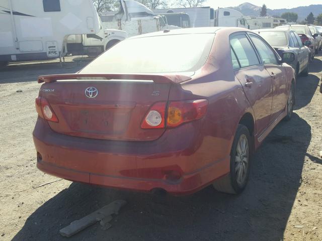 1NXBU40E89Z033278 - 2009 TOYOTA COROLLA BA RED photo 4