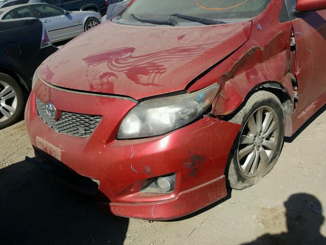 1NXBU40E89Z033278 - 2009 TOYOTA COROLLA BA RED photo 9