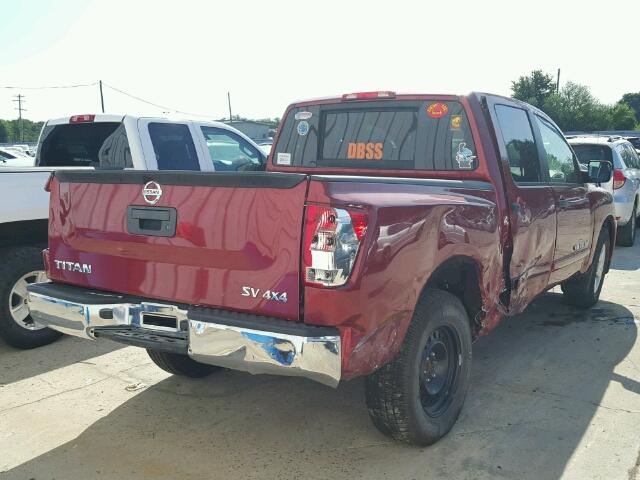 1N6AA0EJ4EN503086 - 2014 NISSAN TITAN S/SV RED photo 4