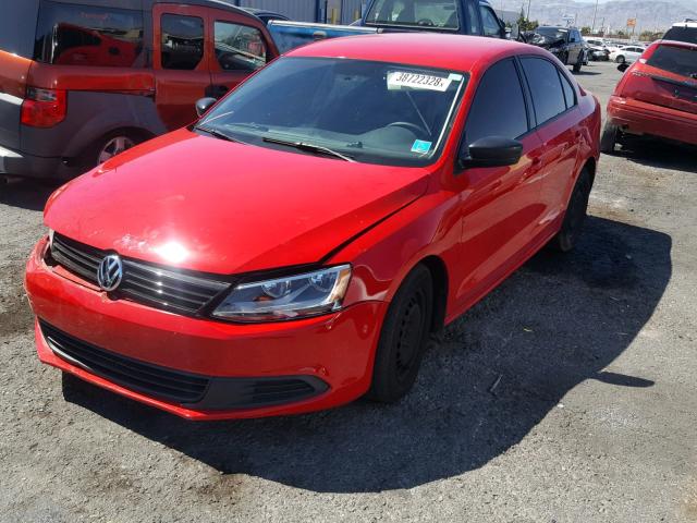 3VW2K7AJ9EM257873 - 2014 VOLKSWAGEN JETTA BASE Կարմիր լուսանկար 2