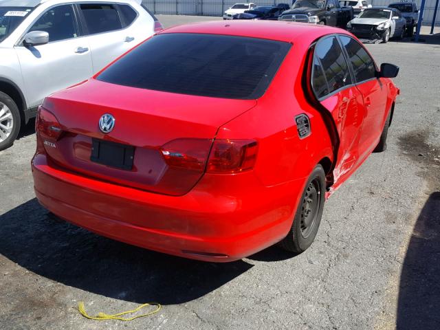 3VW2K7AJ9EM257873 - 2014 VOLKSWAGEN JETTA BASE Կարմիր լուսանկար 4