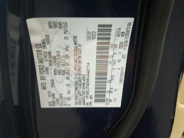 1FMEU74E66UA42114 - 2006 FORD EXPLORER E BLUE photo 10