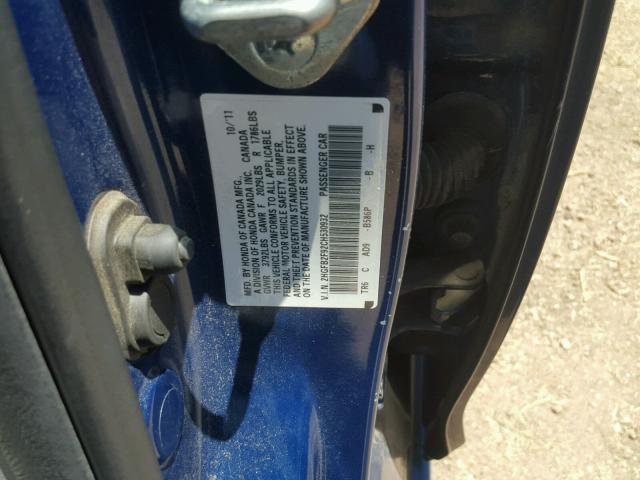2HGFB2F92CH530932 - 2012 HONDA CIVIC EXL 蓝色 照片 10