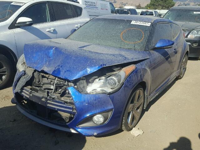 KMHTC6AE1EU183048 - 2014 HYUNDAI VELOSTER BLUE photo 2