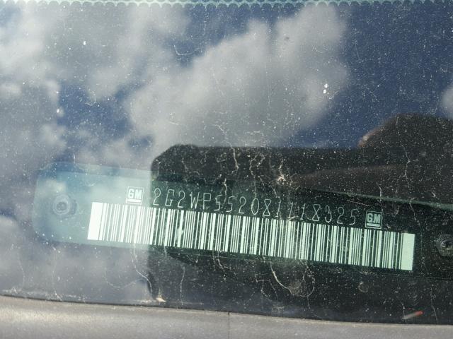 2G2WP552081118325 - 2008 PONTIAC GRAND PRIX ლურჯი ფოტო 10