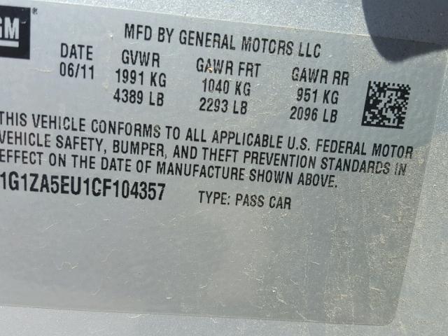 1G1ZA5EU1CF104357 - 2012 CHEVROLET MALIBU LS GRAY photo 10