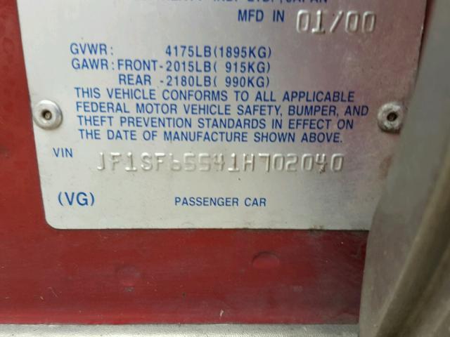 JF1SF65541H702040 - 2001 SUBARU FORESTER S Bordo foto 10