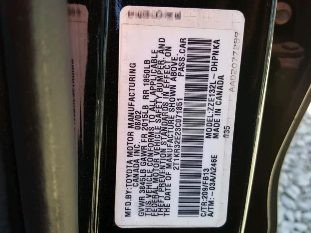 2T1KR32E23C071851 - 2003 TOYOTA MATRIX 黑色 照片 10