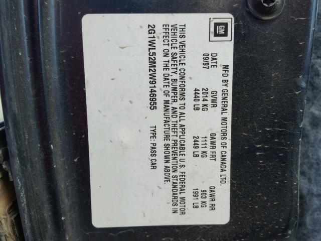 2G1WL52M2W9146955 - 1998 CHEVROLET LUMINA BAS ლურჯი ფოტო 10