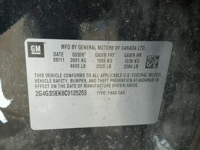 2G4GS5EK8C9125253 - 2012 BUICK REGAL PREM BLACK photo 10