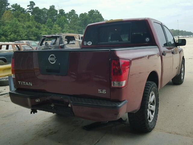 1N6AA07A46N546180 - 2006 NISSAN TITAN XE RED photo 4