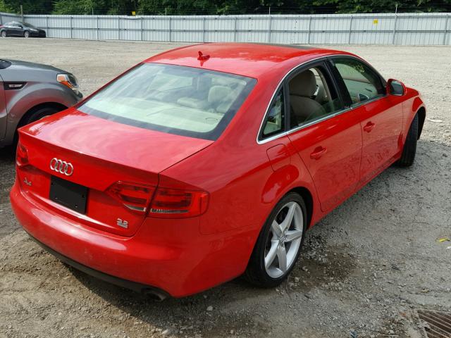 WAUMK78KX9N011207 - 2009 AUDI A4 PRESTIG RED photo 4