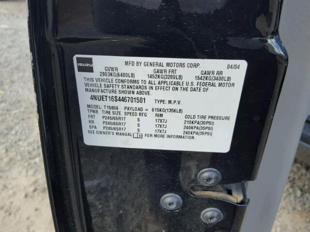 4NUET16S446701501 - 2004 ISUZU ASCENDER S 黑色 照片 10