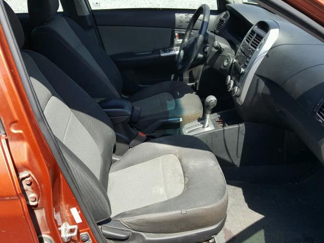 KNAFE241995022486 - 2009 KIA SPECTRA SX ORANGE photo 5