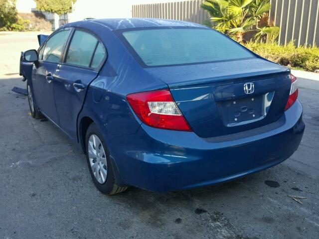 19XFB2F5XCE360374 - 2012 HONDA CIVIC LX BLUE photo 3