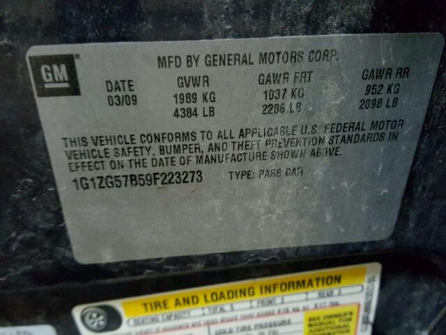 1G1ZG57B59F223273 - 2009 CHEVROLET MALIBU LS ლურჯი ფოტო 10