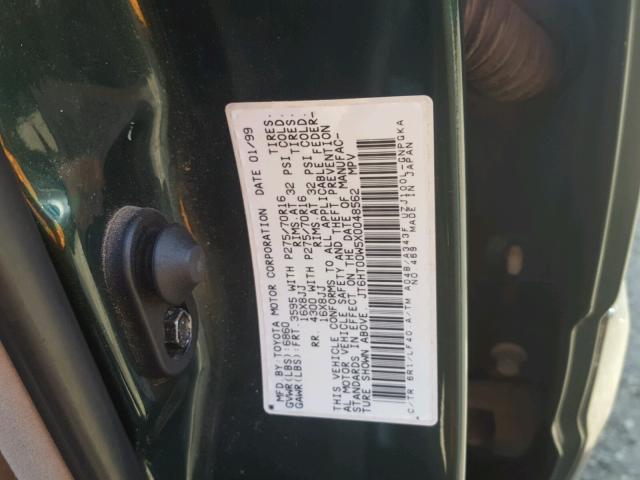 JT6HT00W5X0048562 - 1999 LEXUS LX 470 GREEN photo 10