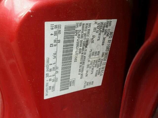 5LMFU28R31LJ11552 - 2001 LINCOLN NAVIGATOR RED photo 10